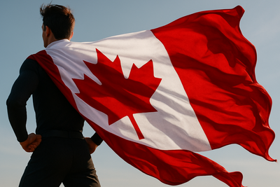 canadian flag used as cape