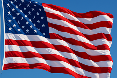 us flag fluttering