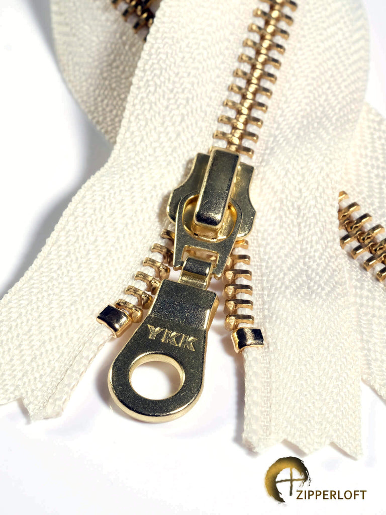 #5 Metal, Black, 24 YKK Separating Jacket Zipper with Brass Teeth,  #6JK-24-BLK